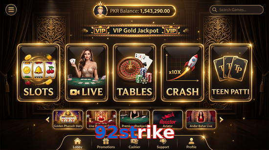 Main screen of 92Strike casino page for PK players