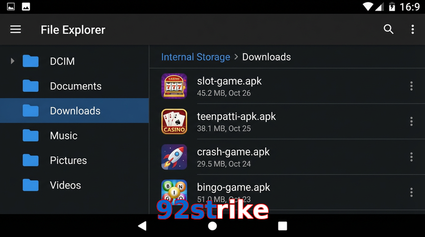 Main screen of 92Strike gameapk page for PK players