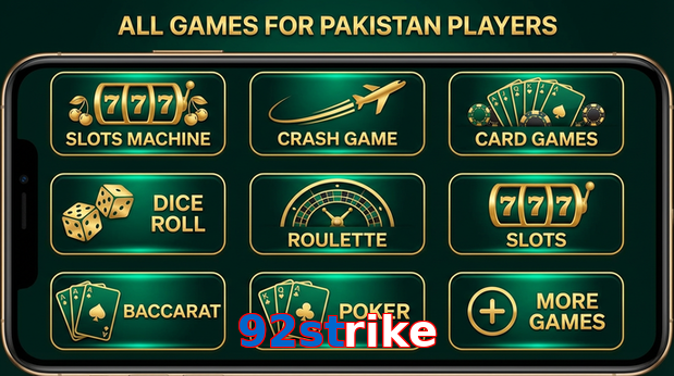 Main screen of 92Strike games page for PK players